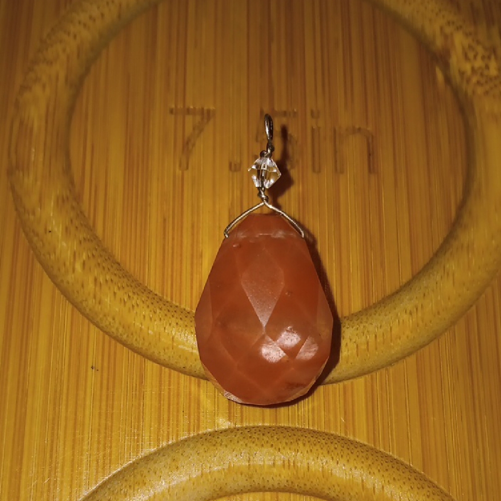Faceted Cherry Quartz Wire Wrap Crystal Pendant